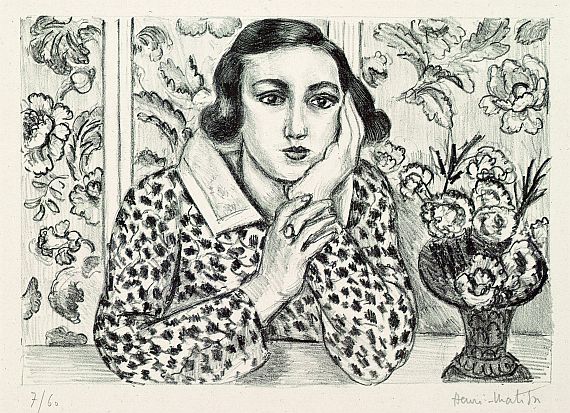 Henri Matisse - Jeune fille accoudée au paravent fleuri