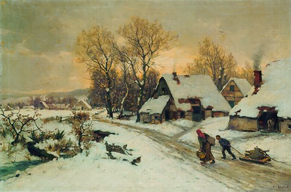 Karl (Carl) Schultze - Winterliche Dorfansicht
