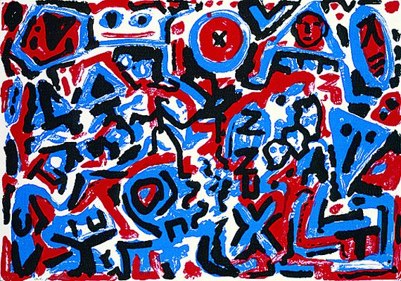 A.R. (d.i. Ralf Winkler) Penck - 2 Bll.: Frau und Elefant. Gegenwärtige Verhältnisse