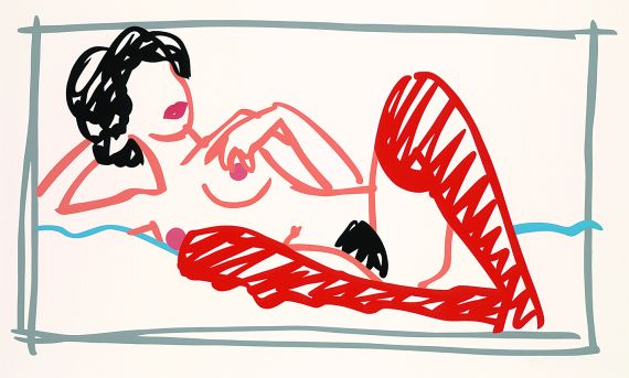 Tom Wesselmann - Fast sketch red stocking Nude