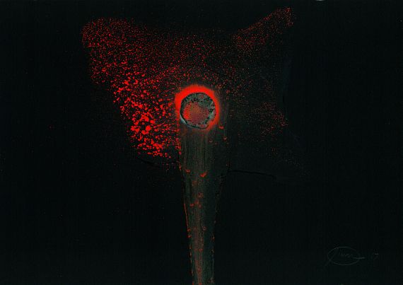 Otto Piene - Feuergouache auf Schwarz