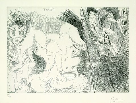 Pablo Picasso - Raphaël et la Fornarina. IV. Avec le Pape tirant le Rideau