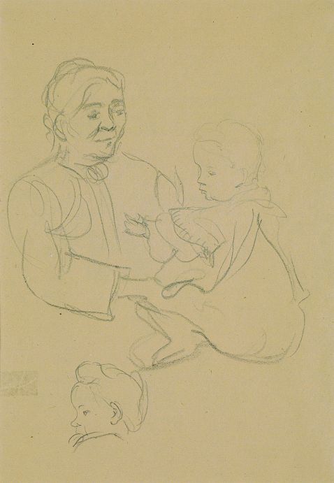 Gabriele Münter - Mutter und Kind, mit Studie zu einem Kinderkopf