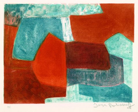 Serge Poliakoff - Composition rouge et bleue