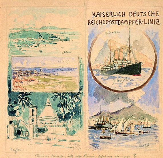 Themistockles von Eckenbrecher - Plakatentwurf "Kaiserlich Deutsche Reichspostdampfer-Linie"
