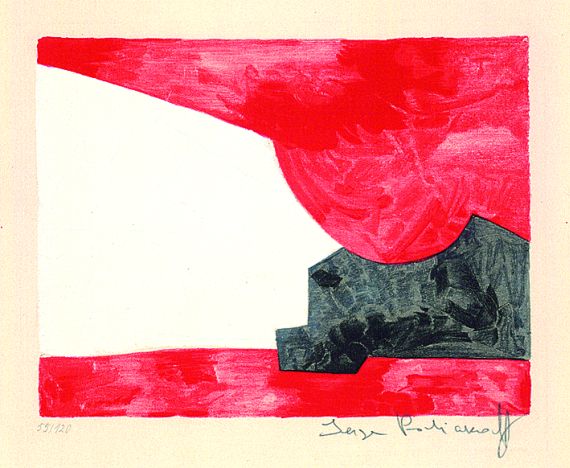 Serge Poliakoff - Composition rouge, blanche et noire