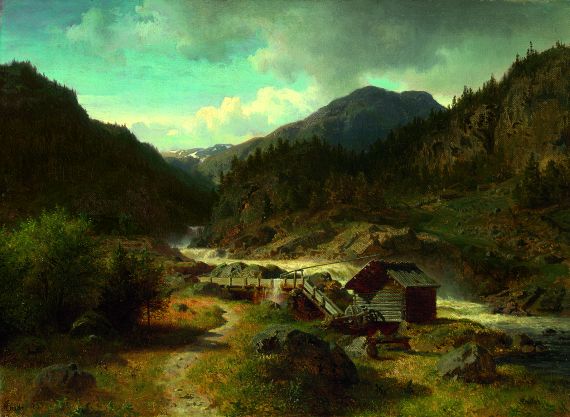 Hans Fredrik Gude - Norwegische Flußlandschaft