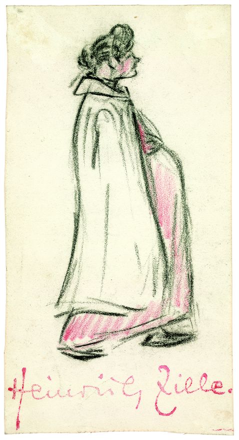 Heinrich Zille - Schwangere Mamsell in langem Mantel