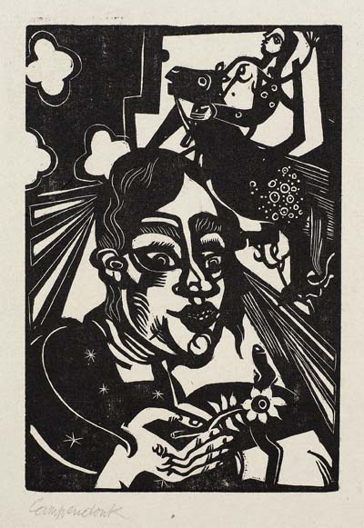 Heinrich Campendonk - Frau mit Blume. 1918