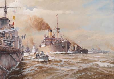 Willy Stöwer - Kaiserliche Kriegsflotte - Begrüßung auf See
