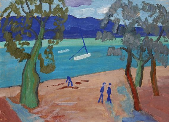 Gabriele Münter - Seeufer mit Bäumen (Bucht von Sanary-sur-mer)