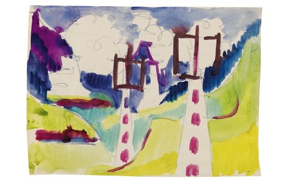 Ernst Ludwig Kirchner - Elektrische Leitungen mit Blick auf Tinsenhorn und Rhätisch Bahn