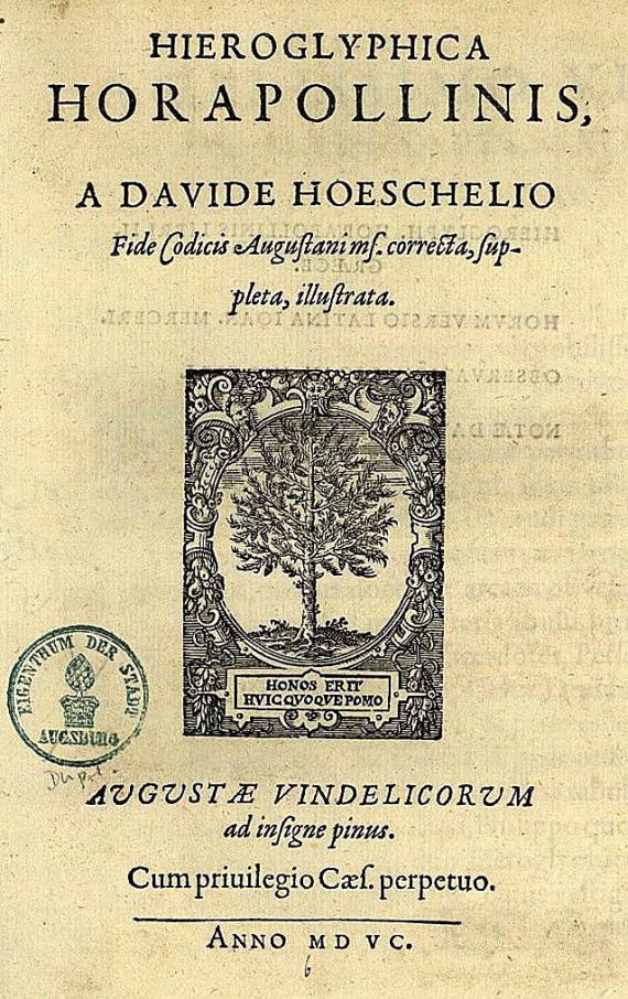  Horapollo - Hieroglyphica. 1595.