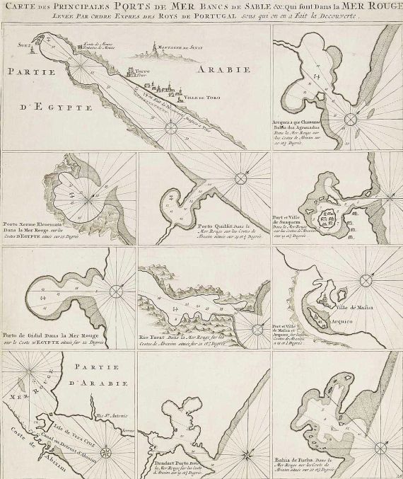 P. Mortier - Carte des Principales Ports de Mer Bancs de Sable ... dans la Mer Rouge.