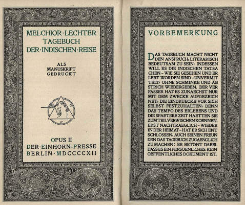 Melchior Lechter - Tagebuch der Indischen Reise. 1912