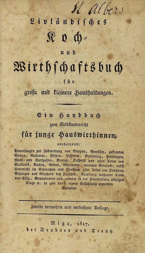   - Livländisches Koch- und Wirthschaftsbuch