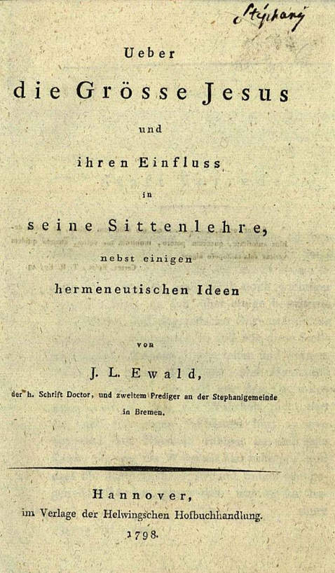   - Ueber die Grösse Jesus. 1798.