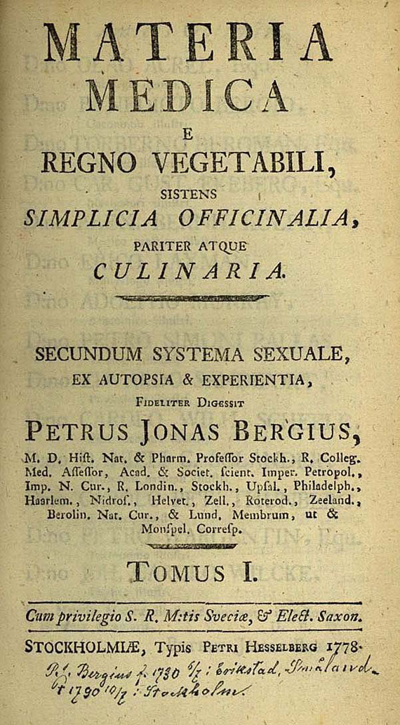 Bergius, P. J. - Materia medica. 1778.