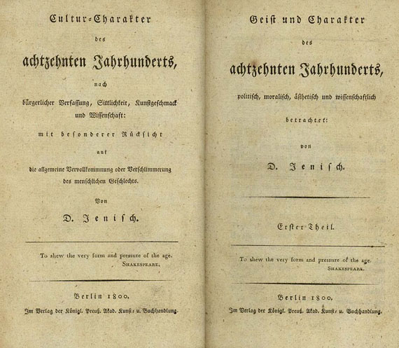 Daniel Jenisch - Geist und Charakter des 18. Jahrhunderts, 3 Bde. 1800-1801