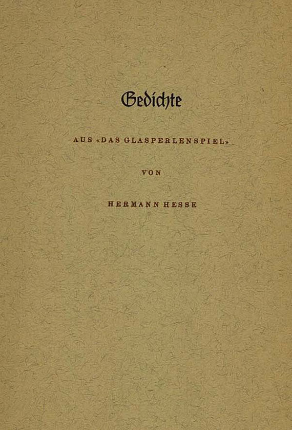 Hermann Hesse - Gedichte des jungen Josef Knecht. 1947