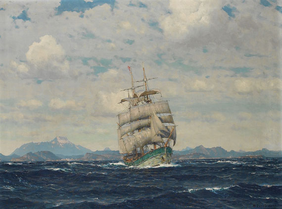 Michael Zeno Diemer - Bark im aegäischen Meer vor Imbros, dahinter der Inselberg von Samothraki