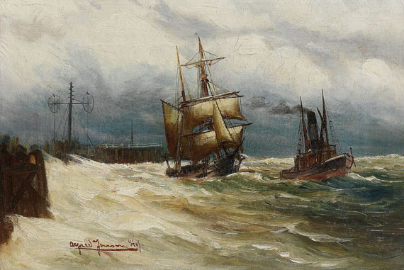 Alfred Serenius Jensen - Ausfahrt aus dem Cuxhavener Hafen