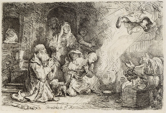 Harmensz. Rembrandt van Rijn - Der Engel vor der Familie des Tobias verschwindend