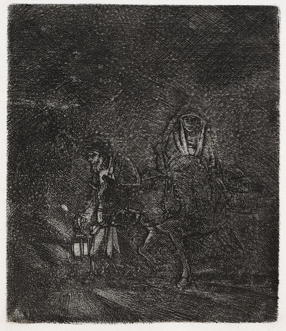 Harmensz. Rembrandt van Rijn - Die Flucht nach Ägypten - ein Nachtstück