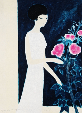 André Brasilier - Femme avec roses
