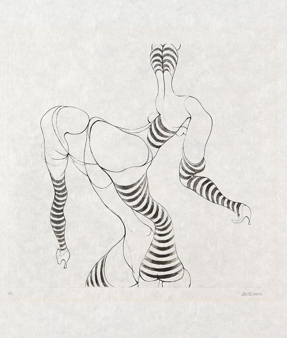 Hans Bellmer - 3 Bll.: Schlangenförmiges Rechteck. Ohne Titel. Orakel und Spektakel