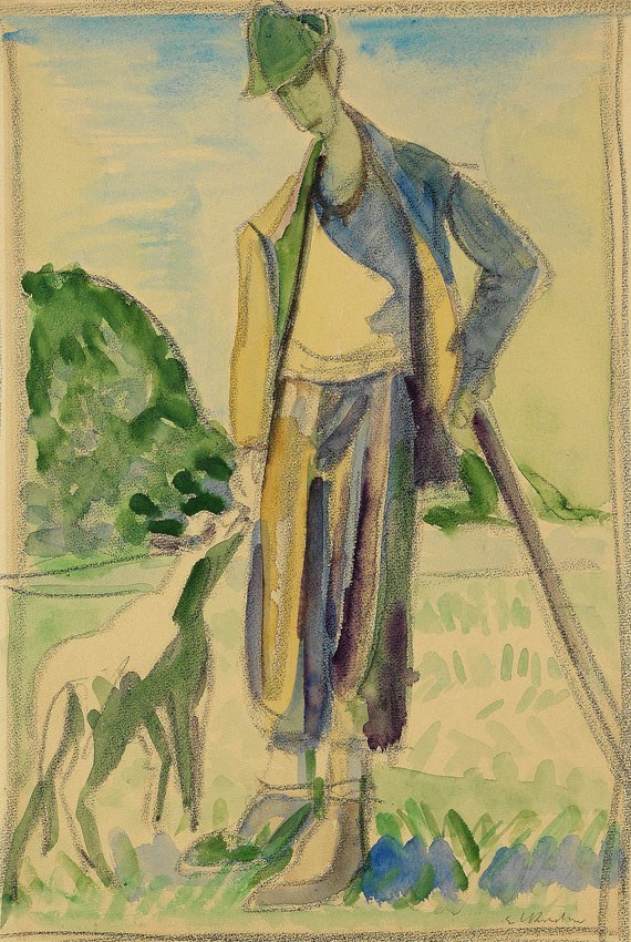 Ernst Ludwig Kirchner - Hirte mit Stock und Lamm (Selbstbildnis)