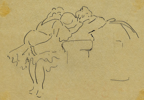 Heinrich Zille - Zwei Frauen mit sitzendem Mann