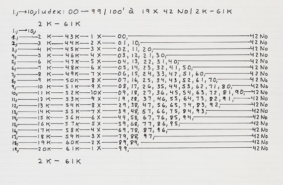 Hanne Darboven - Ohne Titel (19 x 42 No/ 2 K - 6 I K)