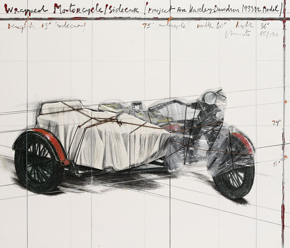 Christo - Wrapped Motorcycle/Sidecar (Project for Harley Davidson 1933 VL Model 1933)