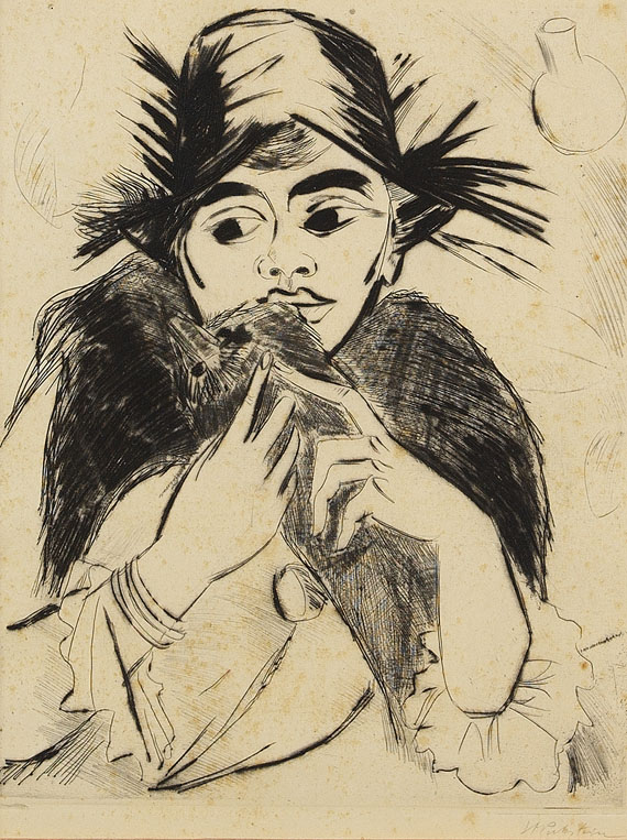 Hermann Max Pechstein - Frau mit Pelz