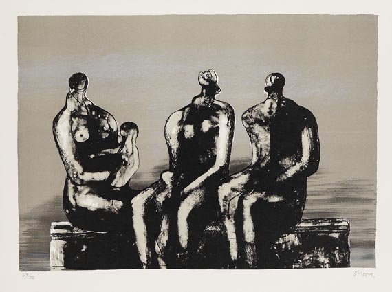 Henry Moore - Three seated figures with children