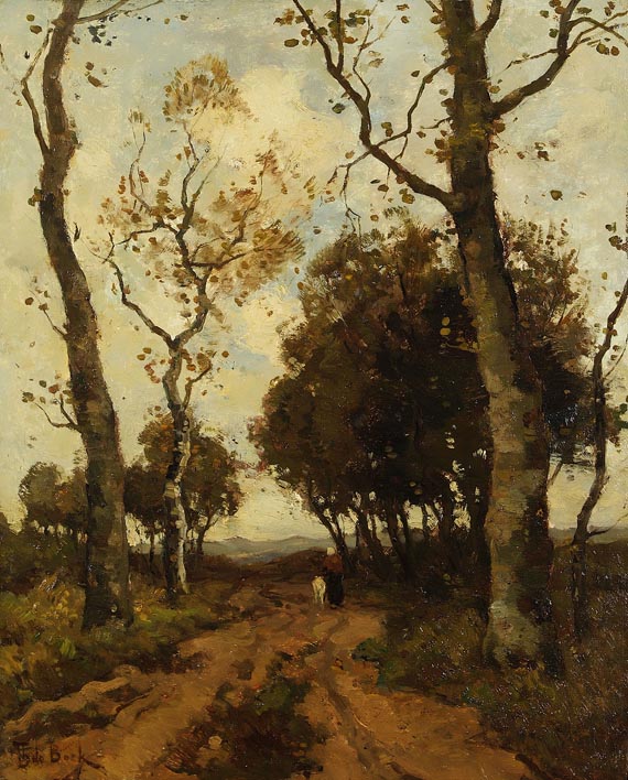 Théophile de Bock - Herbstlandschaft - Frau mit Ziege