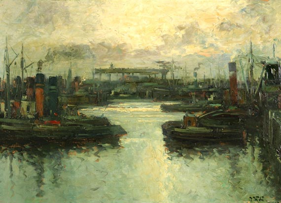 Otto Wild - Hamburger Hafen mit Werft