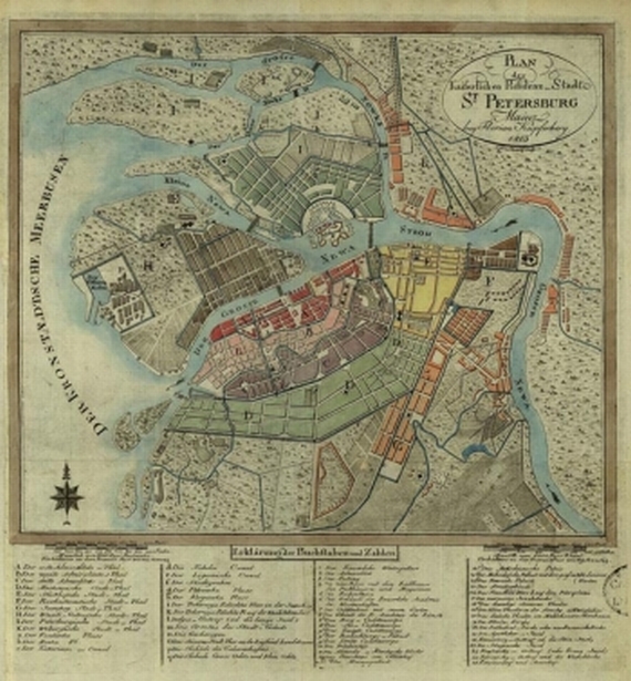 Rußland - Plan der Kaiserlichen Residenz-Stadt St. Petersburg.