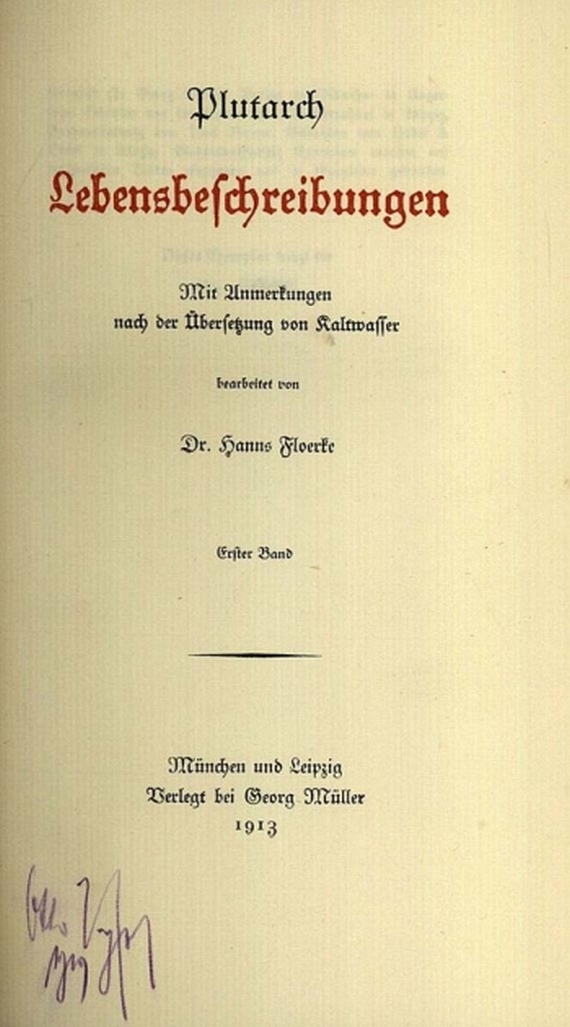  Plutarch - Lebensbeschreibungen. 6 Bde. 1913