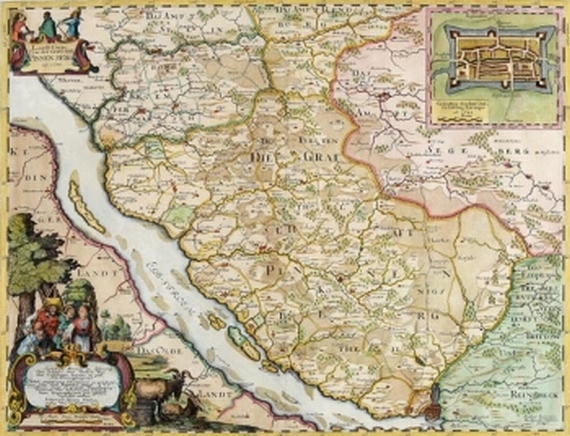 Schleswig-Holstein - Landt Carte Von der Graffschaft Pinnenberg ao. 1650.
