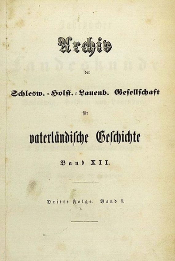   - Jahrbücher Schleswigholstein, 10 Bde. 1858