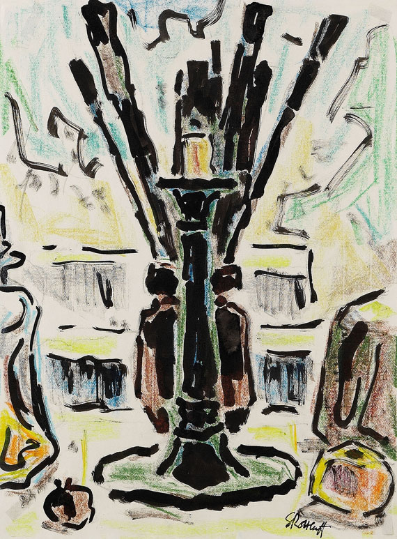 Karl Schmidt-Rottluff - Stillleben mit Pinseltopf und Leuchter