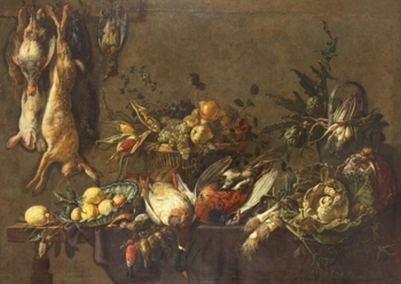 Adriaen van Utrecht - Küchenstillleben mit erlegtem Wild, Früchten und Gemüse