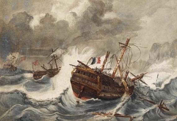 Frankreich - Schiffbruch an felsiger Küste