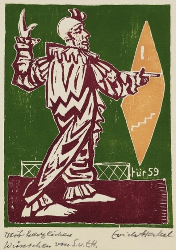 Erich Heckel - 28. Jahresblatt: Clown am Spiegel