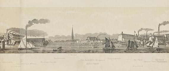  Hamburg - Hamburg, Großes Elbpanorama (ca. 5 m). 1880