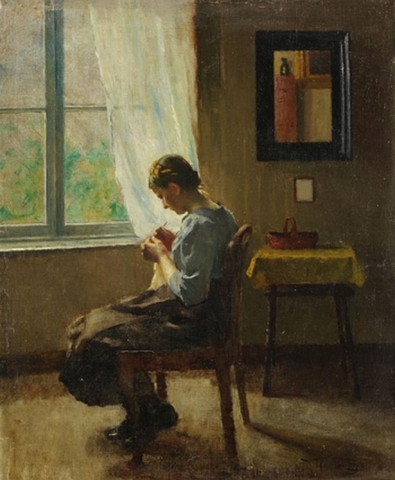 Henrik Carl Nordenberg - Häkelnde Frau am Fenster