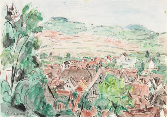 Hans Purrmann - Dorf in Mittelgebirgslandschaft