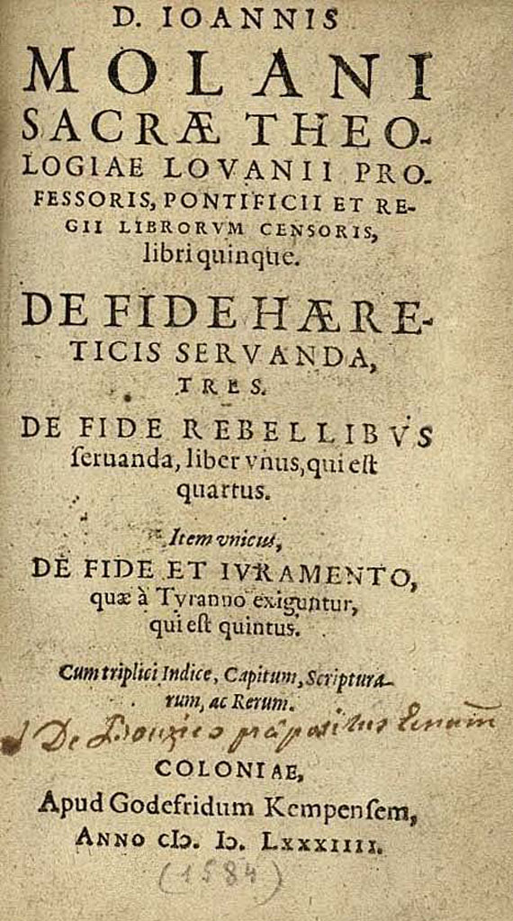 Johannes Molanus - Libri quinque de fide haereticis. 1584